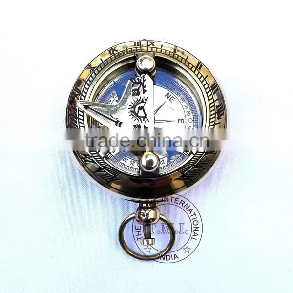 BRASS SUNDIAL COMPASS - NAUTICAL SUNDIAL COMPASS - DALVEY STYLE SUNDIAL COMPASS photo-4