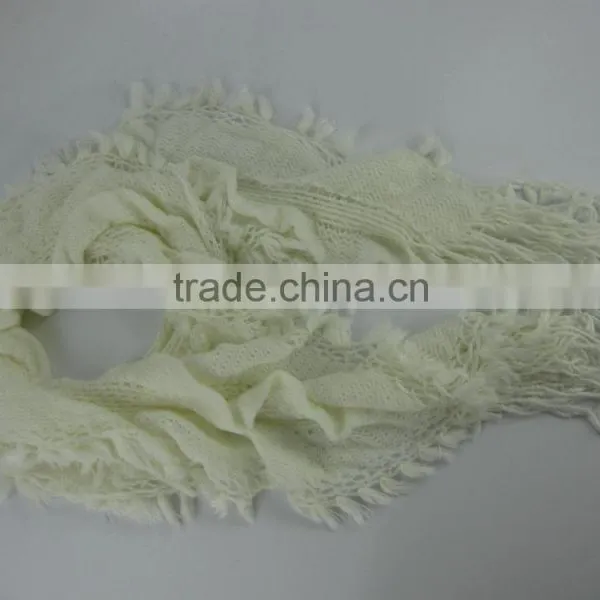 IN STOCK! Wholesale Cheap White Elastic Scarves With Fringes photo-2
