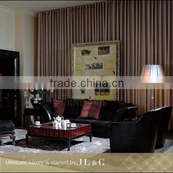 JS01 Sectional Sofa Full Grain Leather Sofa Black Crocodile Pattern in the Living Room-JL&C Luxury Home Furniture photo-3