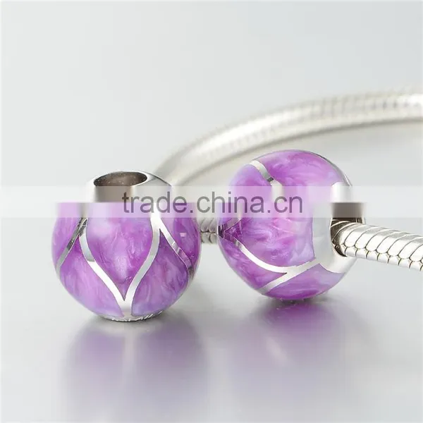 2016 European Romantic Purple Color Enamel S925 Charm Bracelet photo-2