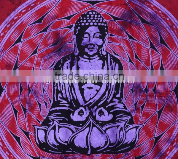 Hippie Boho Cotton Twin Buddha Meditation Lotus Wall Art Bohemian Wall Hanging Tapestry photo-3
