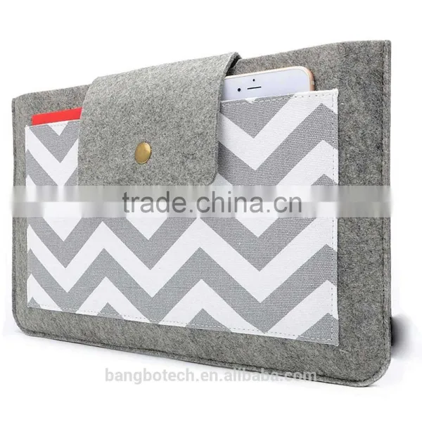 Wool Felt Sleeve Canvas Bag for Ipad Tablet pc Cover for Macbook Case photo-2