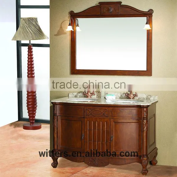 WTS-1066 35'' Antique Single Sink Solid Wood White Bathroom Vanity Cabinets photo-4