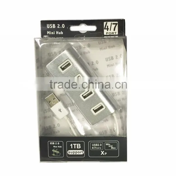 High-end Mini Silver Metal 4 Ports 2.0 USB Hub Aluminium photo-5