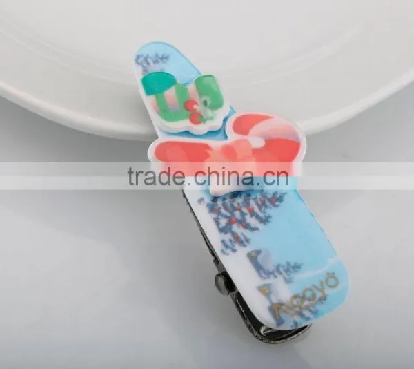 Christmas Hair Clip With Snowman and Glove Ornament Funny Kids Alligator Hair Clip photo-5