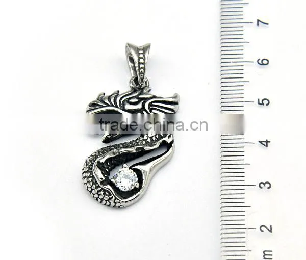 Classic Mens Silver Charm Necklace Punk Stainless Steel Dragon Pendant Casting Jewelry photo-2