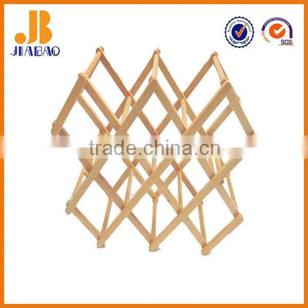 Folding Wooden Wine Rack Accommodate 8 Bottle