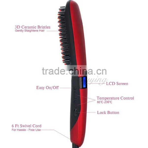 Newest LCD Temperature Fast Hair Brush Flat Iron Electric Hair Straightener Comb photo-4