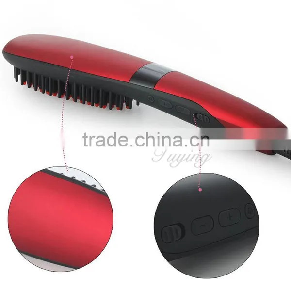 Newest LCD Temperature Fast Hair Brush Flat Iron Electric Hair Straightener Comb photo-6