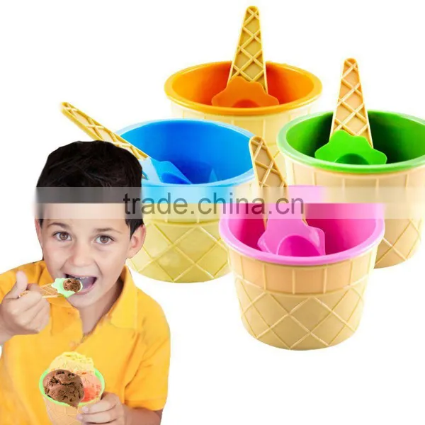 Hot Selling Ice Cream Cup With Spoon Price Mini Design Plastic Ice Cream Cup photo-2