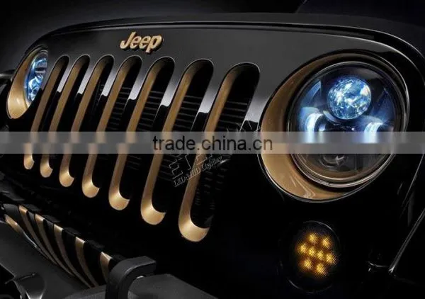 40W 7in Round 4WD Off-road Truck SUV Automotive Vehicles Sealed Dual Beam Led Headlight Lamp Dual Beam With H4 Plug Halo Ring photo-6