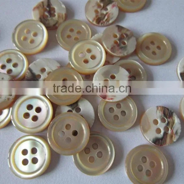 4 Holes Natural Brown Trochus Shell Buttons With Rim photo-3