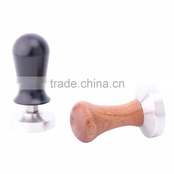 304 Stainless Steel Calibrated Pressure Tamper For Coffee And Espresso With Wooden Handle Brown photo-5