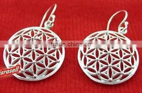 Metal Flower of Life Earrings, Flower of Life Earring Pendants