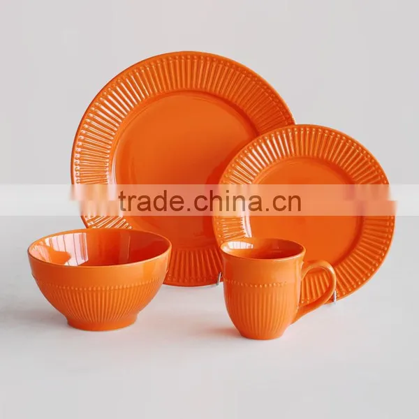 16pcs High Quality Embossed Dinner Set With Purple Solid Color photo-4