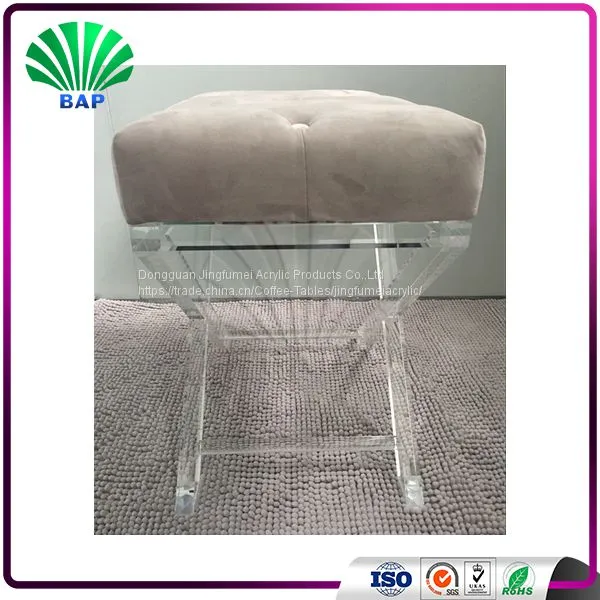 High Quality Stool Chair Soft Cushion Piano Stool X-Shape Transparent Acrylic Stool Legs photo-4