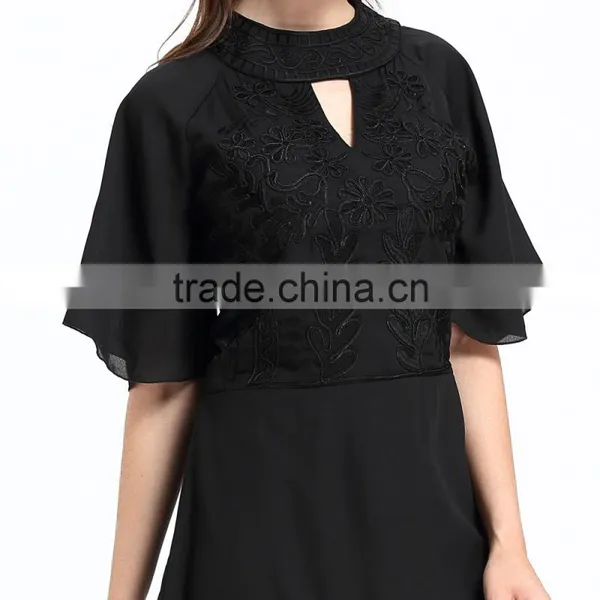 Domin Fashion Black Style Embroidery Clothes Women Dress photo-2