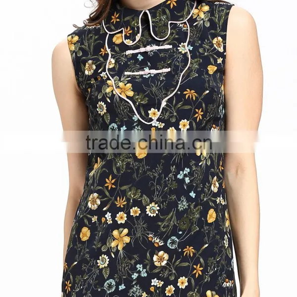 Digital Print Woman Casual One Piece In Floral Cloth Printed Dress photo-2