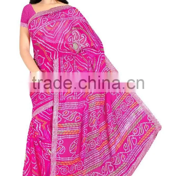 Bhandhani Printed Saree With Blouse photo-3