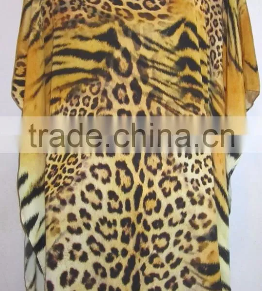 Leopard Print Crystal Embellished Tie up Kaftan CAFTAN Tunic Poncho Blouse photo-5