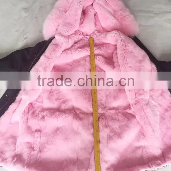 CX-G-P-08A Fox Fur Big Collar Hooded Real Fur Parka With Rex Rabbit Fur Lining photo-5