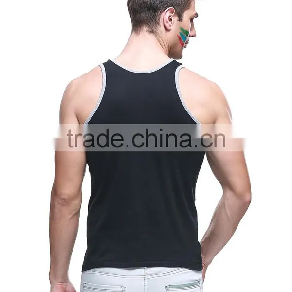 Stretch Comfortable Black Plain Sport Tank Tops photo-3