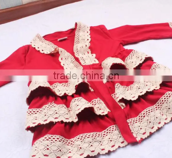 Best Kids Products Ruffle Lace Red Cotton Coat for Children Valentines Day Out Clothing photo-5