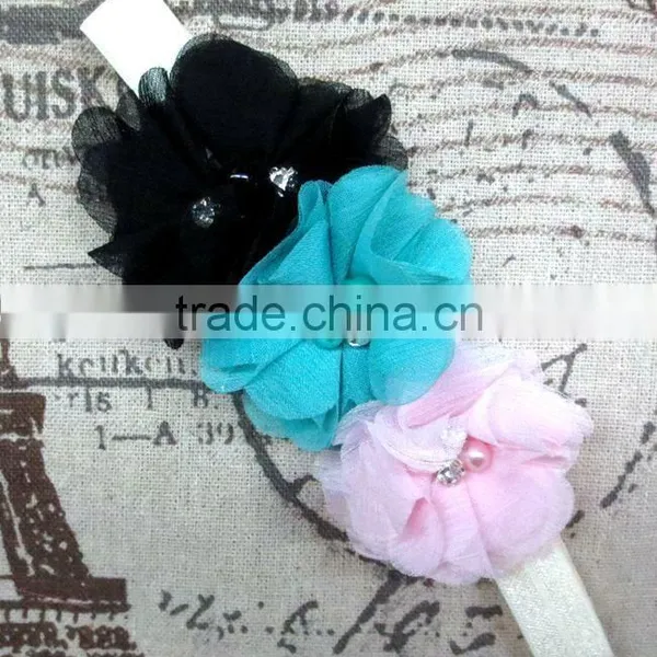 Boutique Cute Baby Girls Pearl Rhinestoned Centered Headband For Kids Hair Accessories photo-3