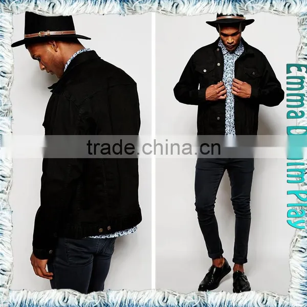 New Arrival Designer Mens Fashion Black Cotton Single Breasted Denim Jackets Coats Manufacturer Wholesale photo-3