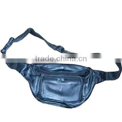 Men Genuine Leather Black Cell Phone Hip Belt Fanny Pack Waist Purse Pouch Bag