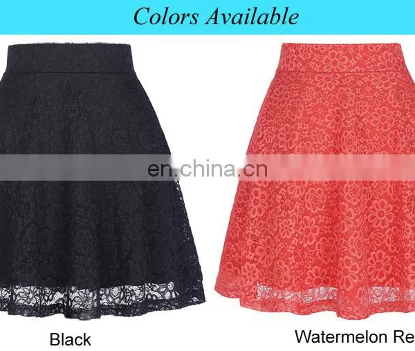 Kate Kasin Women Ladies Floral Pattern Lace Skirt A-Line Black Mini Skirt KK000445-1 photo-5