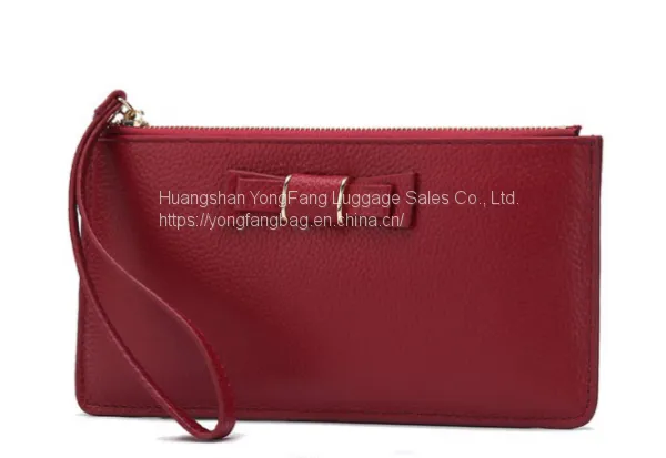 Doka Bit Cowhide Lady Long Wallet Fashion Bow Wallet photo-3