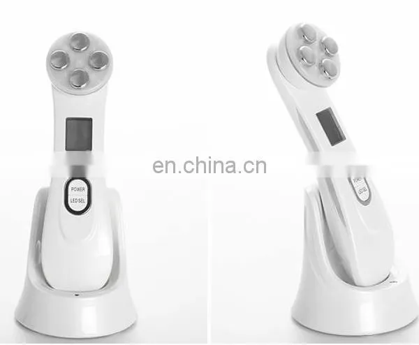 Portable High Frequency Ultrasonic Facial Wrinkles Removal Led Light Electric RF EMS Facial Massager Machine photo-2