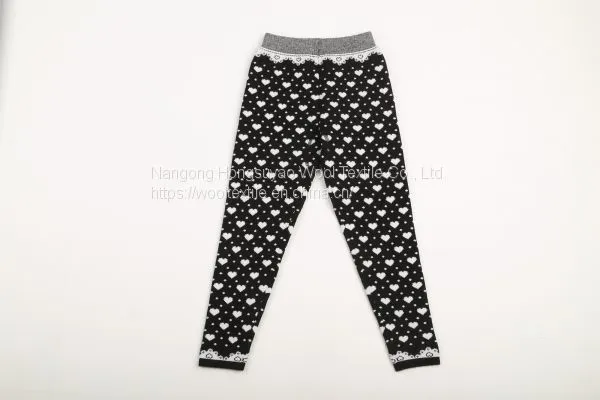 Custom Knitted Cotton Cute Heart Pattern Jacquard Children's Leggings photo-5