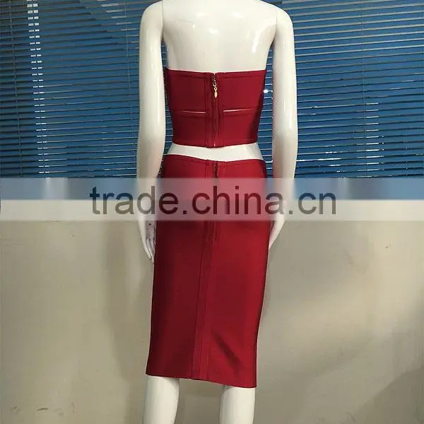 Summer Dress Wholesale 2016 New Halter Olive Wine Two Piece Set Sey Bodycon Women Bandage Dress Bandage Bodycon Women Wearing photo-3