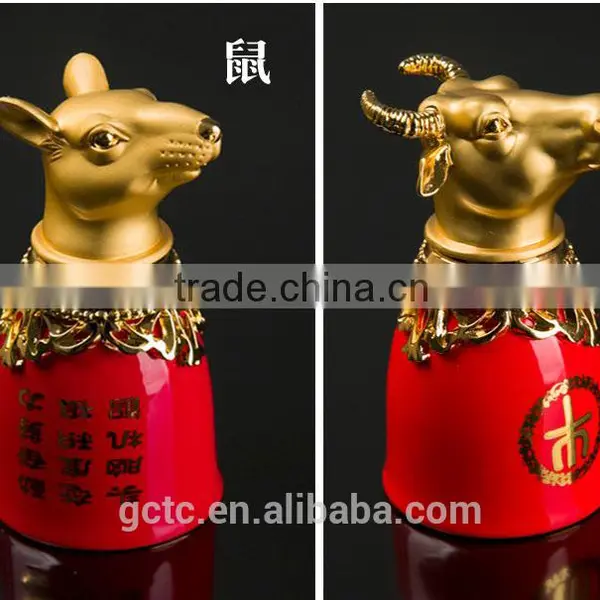 Bone China Chinese Zodiac Goblet With Yellow Glaze and Red Glaze photo-5