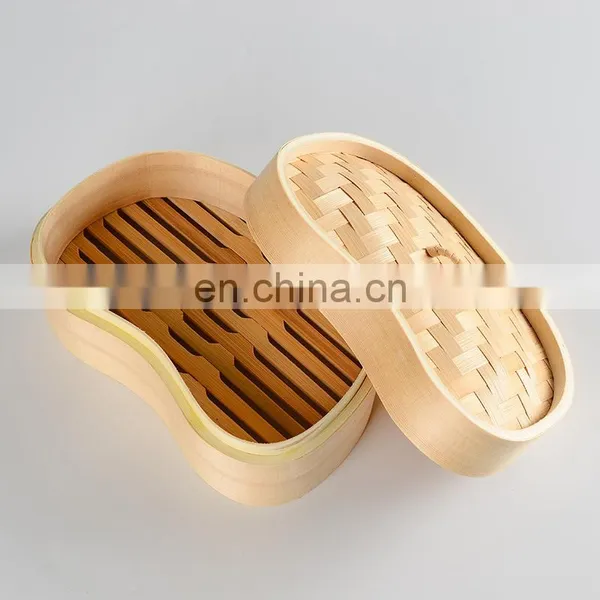 Factory Classic Design Natural Bamboo Steamer Dumpling Steamer With Lid Steam Cooker photo-3