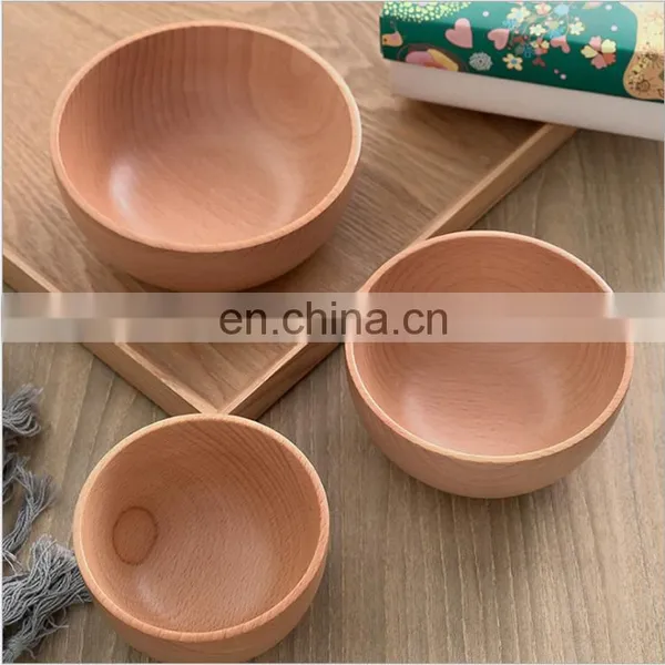 Cheap Hand Made Oraganic Rustic Printed Wooden Plates and Big Salad Dough Bowl With Spoons Decor for Buffet , Kitchen Supplies photo-3