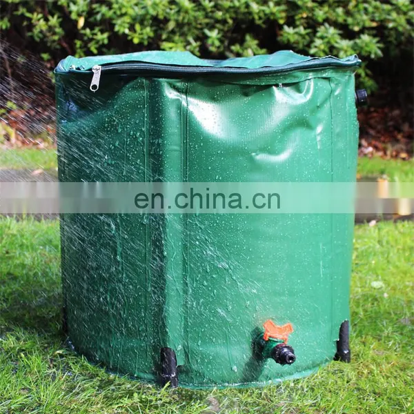 Green and Black Folding Portable 55 Gallon,150 Gallon Plastic Pvc Rain Water Barrel Collection Tank photo-5