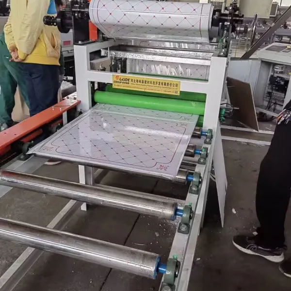 Small Scale Gypsum Board Lamination Machine 600*600 Gypsum Ceiling Tiles Making Machine photo-3