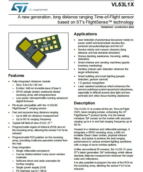 VL53L1CXV0FY/1 Package: LGA-12 Position Sensor ST Original Stock
