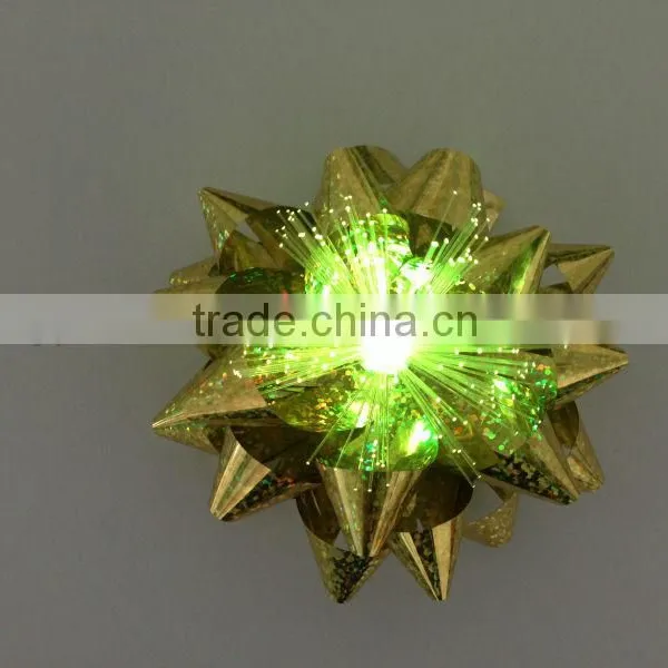 3.75" LED Star Ribbon Bow Optical Fiber Gift Lighting Up Star Bows, Christmas Tree Decorative LED Bow, LED Ribbon Bow photo-2