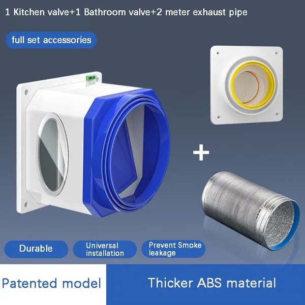 Specialized Flue Smoke Check Valves 1 Kitchen Valve+1 Bathroom Valve+2 Meter Exhaust Pipe
