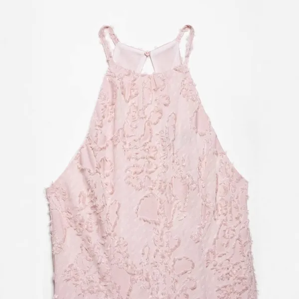2025 Summer New Women's Fashion European and American Style Simple Texture Hanging Neck Collar Dress photo-4