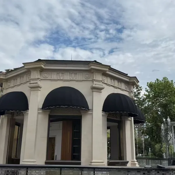 Fixed Curved Dome Decorative Window Awning, Scalloped Edge Waterproof Fabric Stationary Canopy for European Commercial Building & Villa Facade photo-2