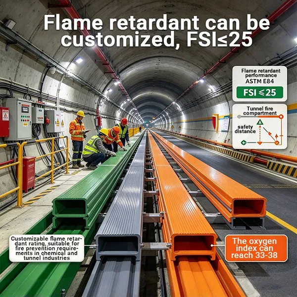 Profilés pultrudés en FRP ignifuges résistants aux hautes températures, sections industrielles en fibre de verre isolante