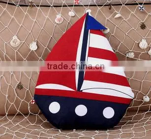 Latest Design Fancy Sailing Boat Cotton Fabric Cushion Handicraft Particular Pillow Made in China photo-6