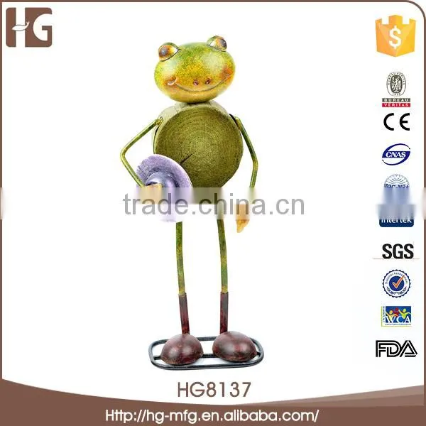 Wood Body Metal Frog Garden Decoration photo-2