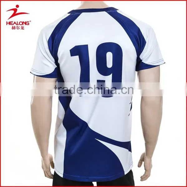 Feeling Hand Soft Polyester Embroidery Custom Rugby t Shirt photo-3