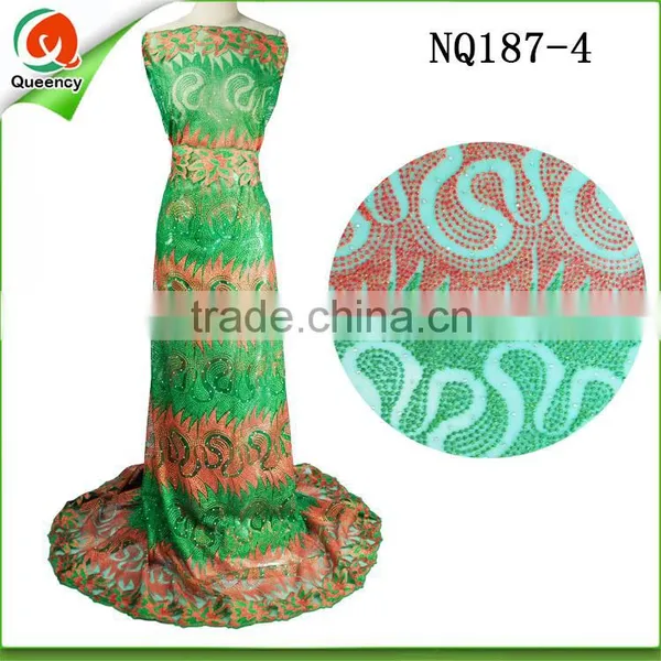 Guangzhou Lace African White French Lace Fabric With Stone NQ198-1 photo-2